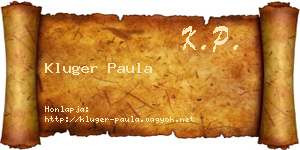 Kluger Paula névjegykártya